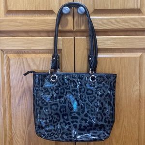 SOLD. Black and Gray Leopard Print Purse